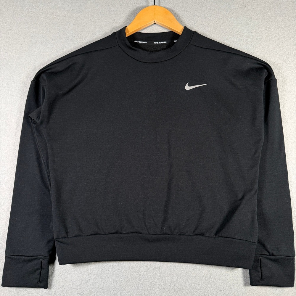 Nike Running Dri-FIT Black Long Sleeve Pullover Thumbhole Top AT4204-010 XS